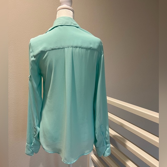 Express Portofino Shirt with Convertible Sleeves, green, XS - Picture 2 of 7